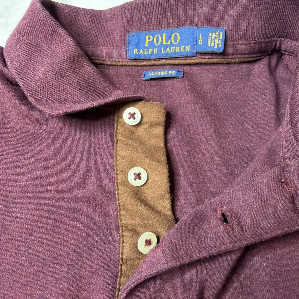 Polo Ralph Lauren Classic Fit L/S Shirt L Burgundy Americana Preppy Quiet Luxury